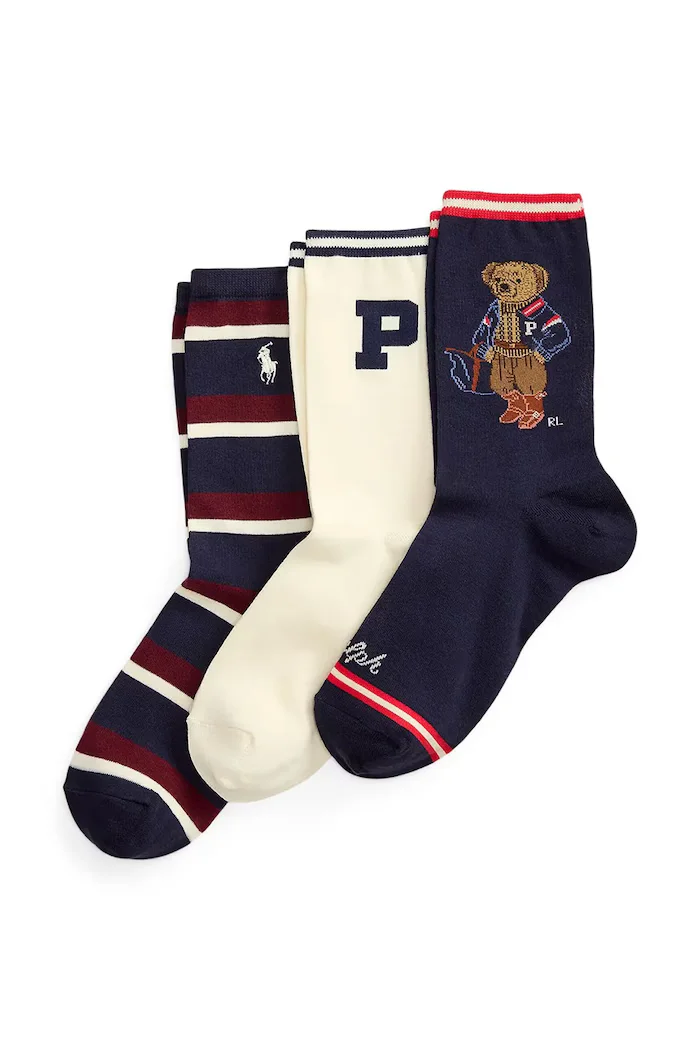 Polo Ralph Lauren чорапи дамски с памук 3 броя тъмносини 455P18196