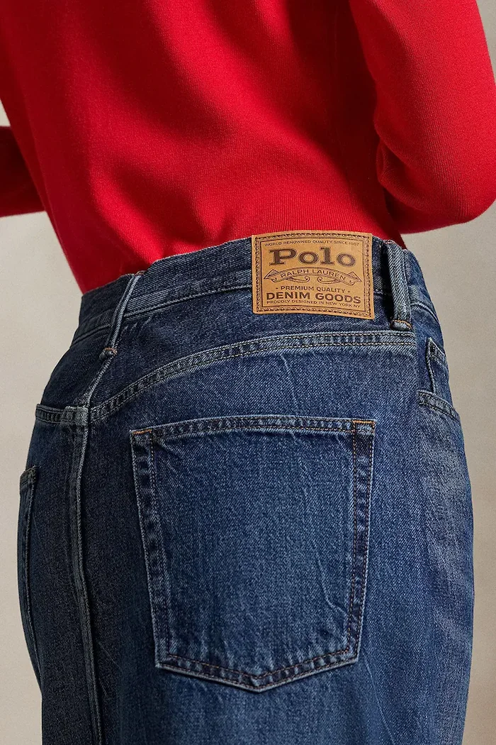 Polo Ralph Lauren Дънкова пола в тъмносиньо среднодълга със стандартна кройка 211A95501