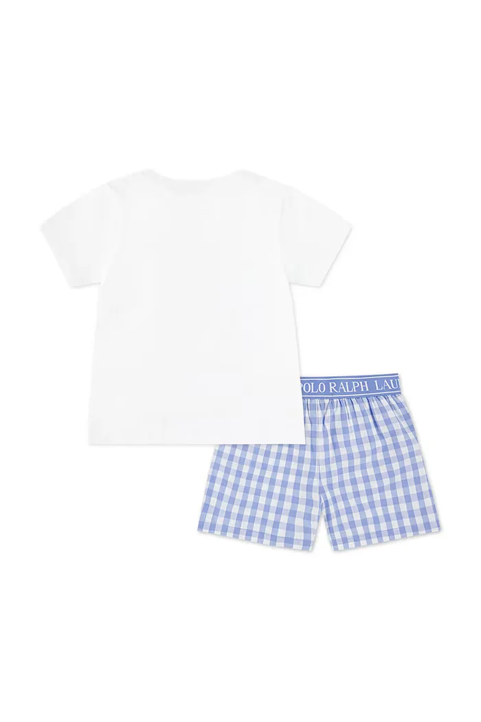 Polo Ralph Lauren Детска памучна пижама в бяло с десен 4P0271
