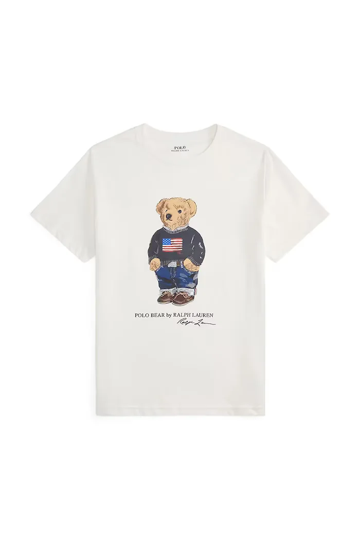 Polo Ralph Lauren Детска памучна тениска в бяло с принт 323P00508001