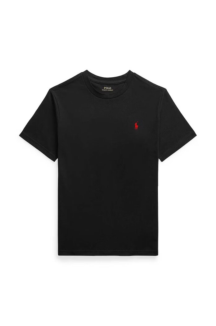 Polo Ralph Lauren Детска памучна тениска в черно с изчистен дизайн