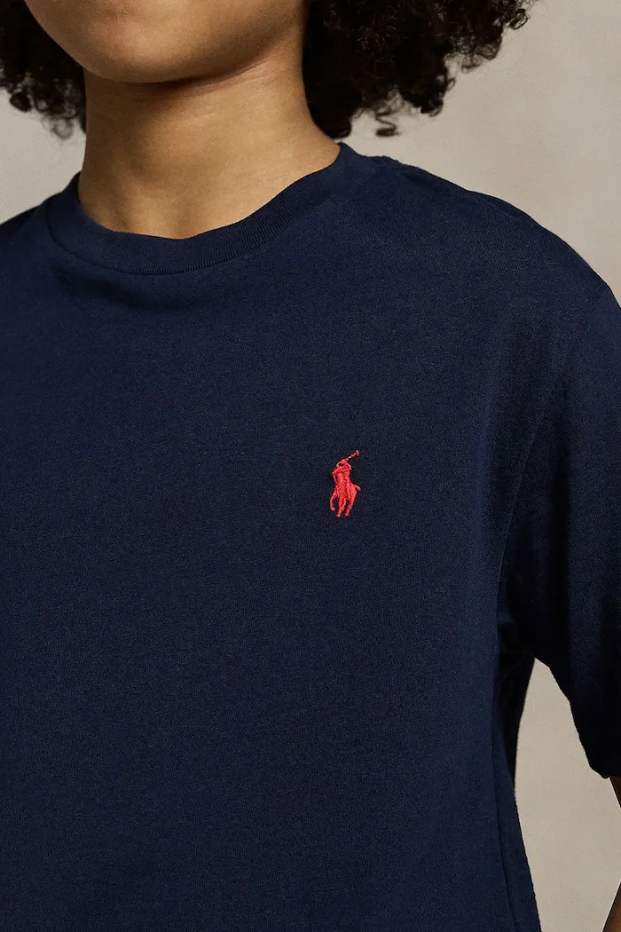 Polo Ralph Lauren Детска памучна тениска в тъмносиньо с изчистен дизайн