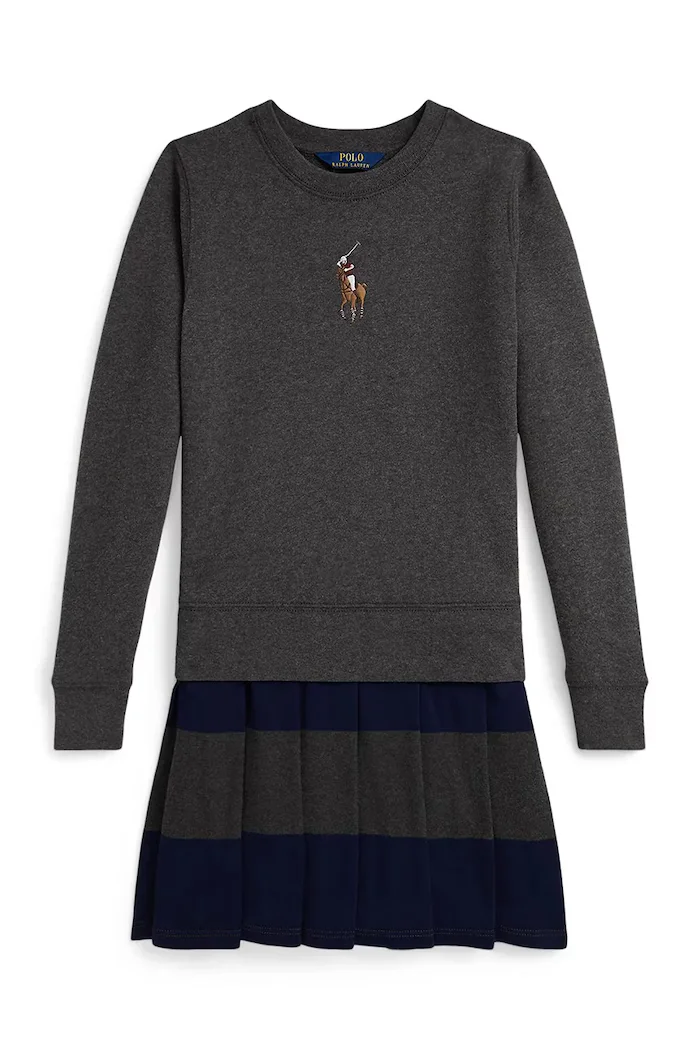 Polo Ralph Lauren Детска рокля в сиво къса разкроена 313978991001