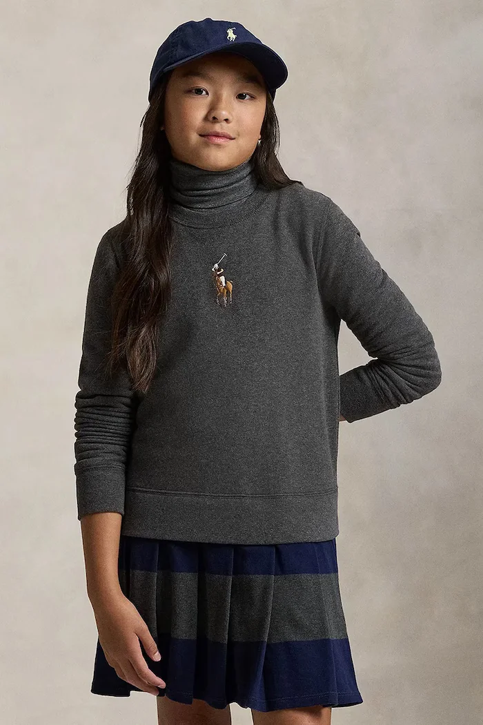 Polo Ralph Lauren Детска рокля в сиво къса разкроена 313978991001
