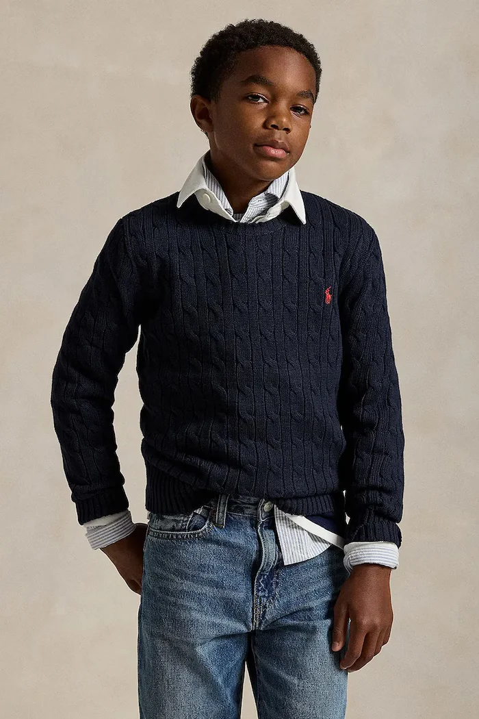 Polo Ralph Lauren Детски памучен пуловер в черно 323702674060