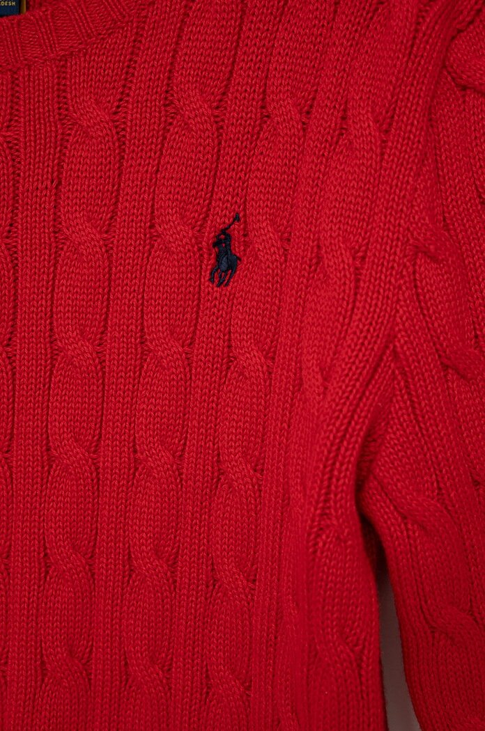 Polo Ralph Lauren Детски памучен пуловер в червено от лека материя