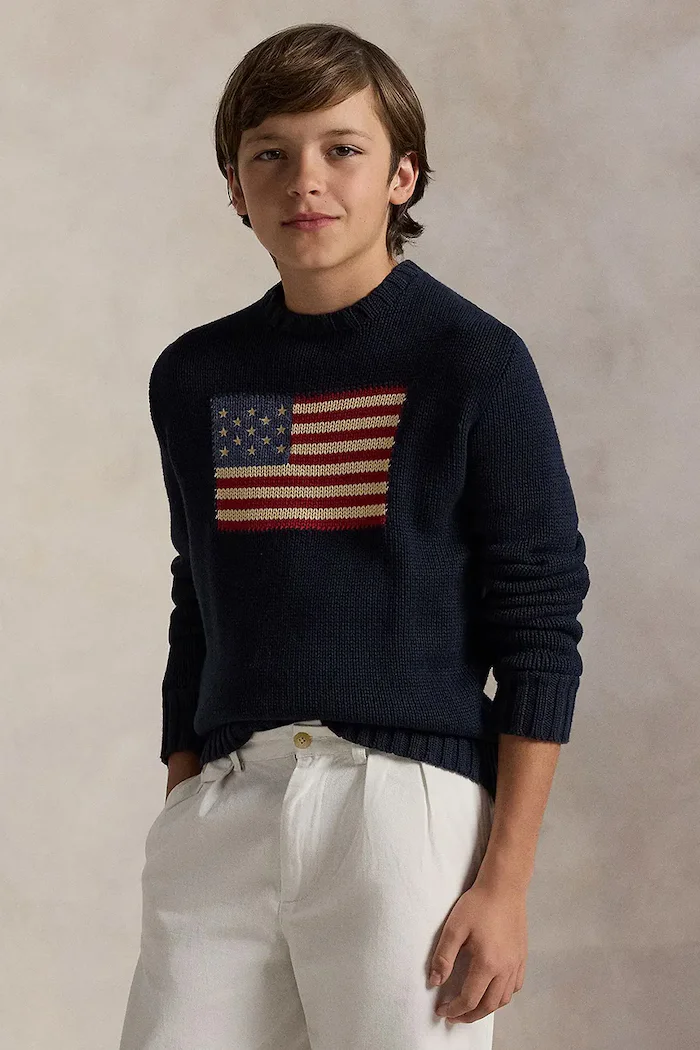 Polo Ralph Lauren Детски памучен пуловер в тъмносиньо 323668285001