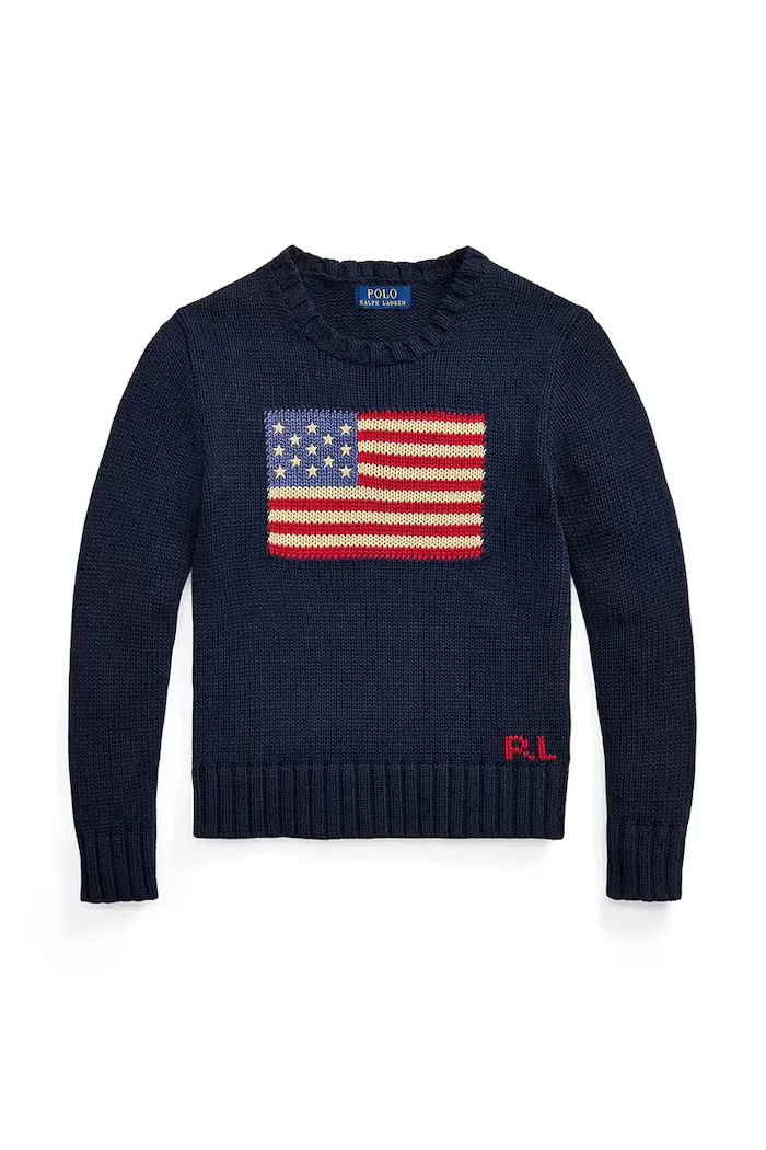 Polo Ralph Lauren Детски памучен пуловер в тъмносиньо 323668285001