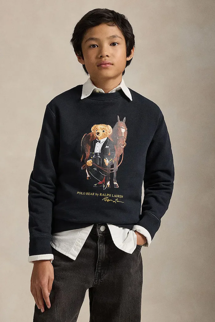 Polo Ralph Lauren Детски памучен суичър в черно с принт 323A10261002