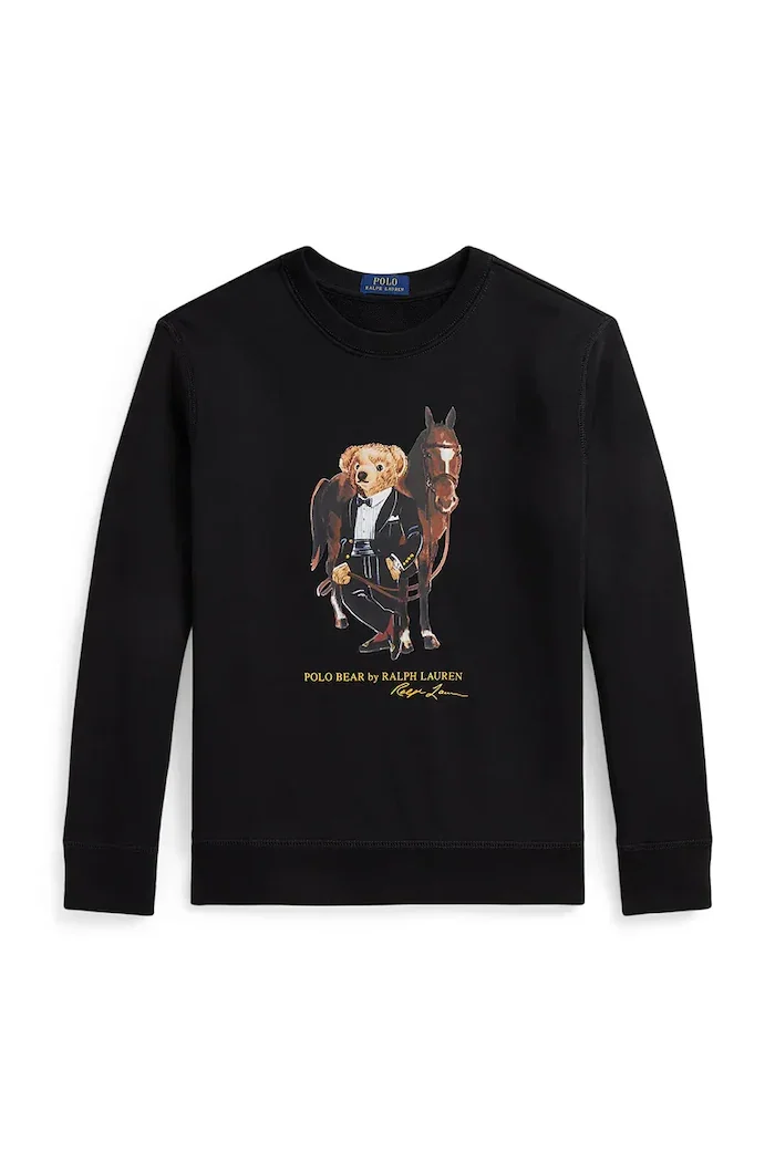 Polo Ralph Lauren Детски памучен суичър в черно с принт 323A10261002