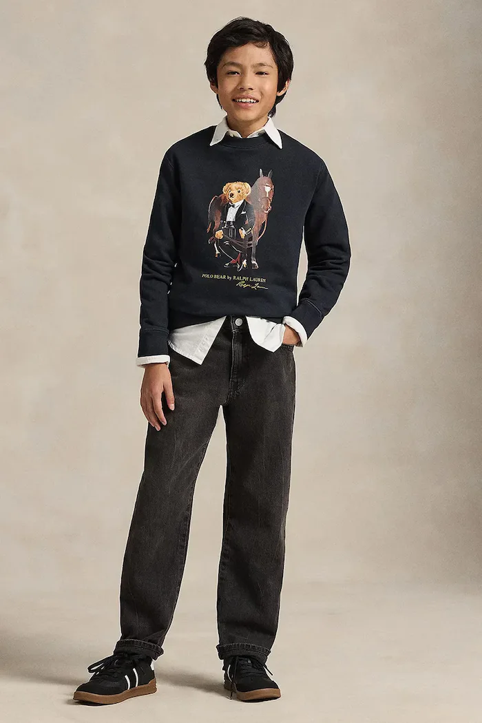 Polo Ralph Lauren Детски памучен суичър в черно с принт 323A10261002