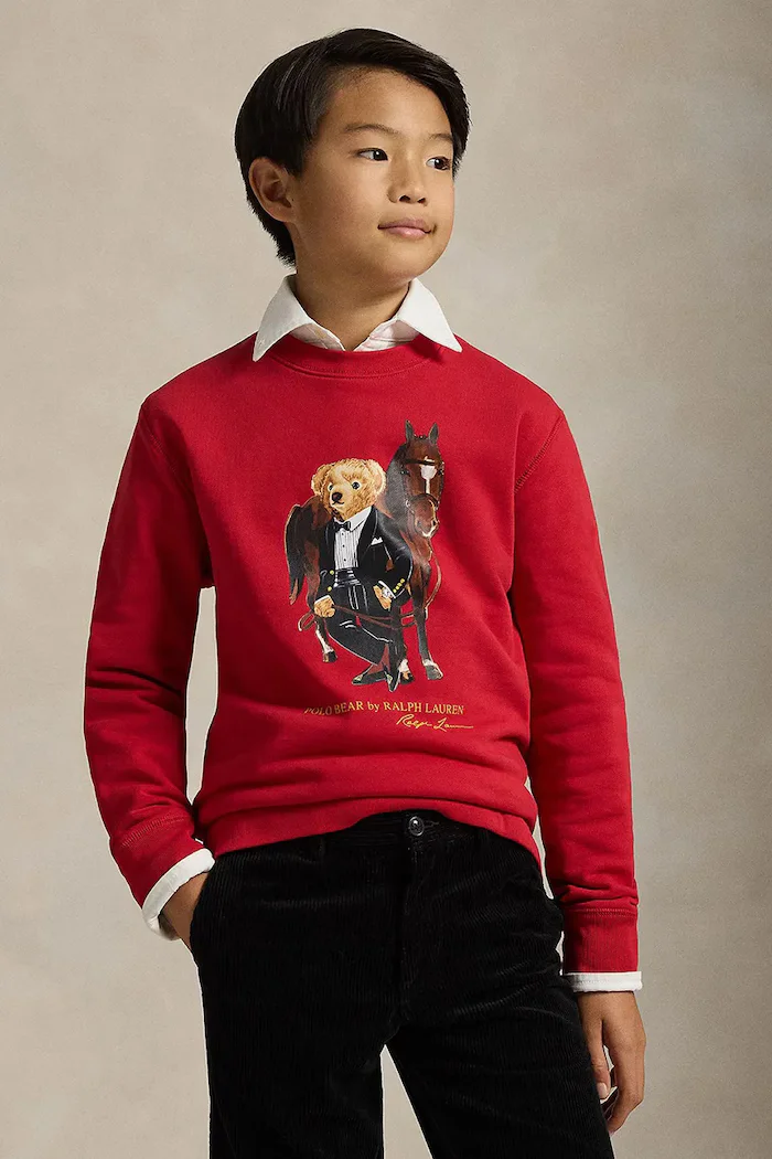 Polo Ralph Lauren Детски памучен суичър в червено с принт 323A10261001