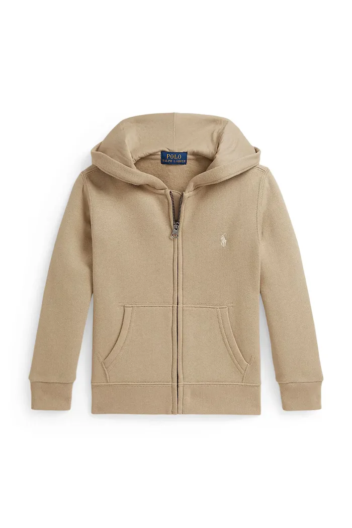 Polo Ralph Lauren Детски суичър в бежово с качулка с изчистен дизайн 322799360506