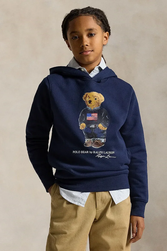 Polo Ralph Lauren Детски суичър в тъмносиньо с качулка с принт 323A10529001