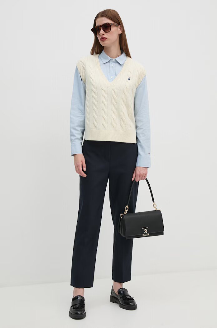 Polo Ralph Lauren елек дамски от вълна бежов 211949994