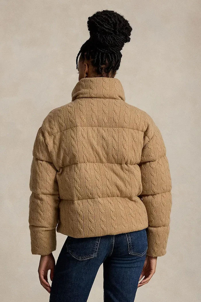 Polo Ralph Lauren капитонирано яке дамско с вълна кафяво 211A10457