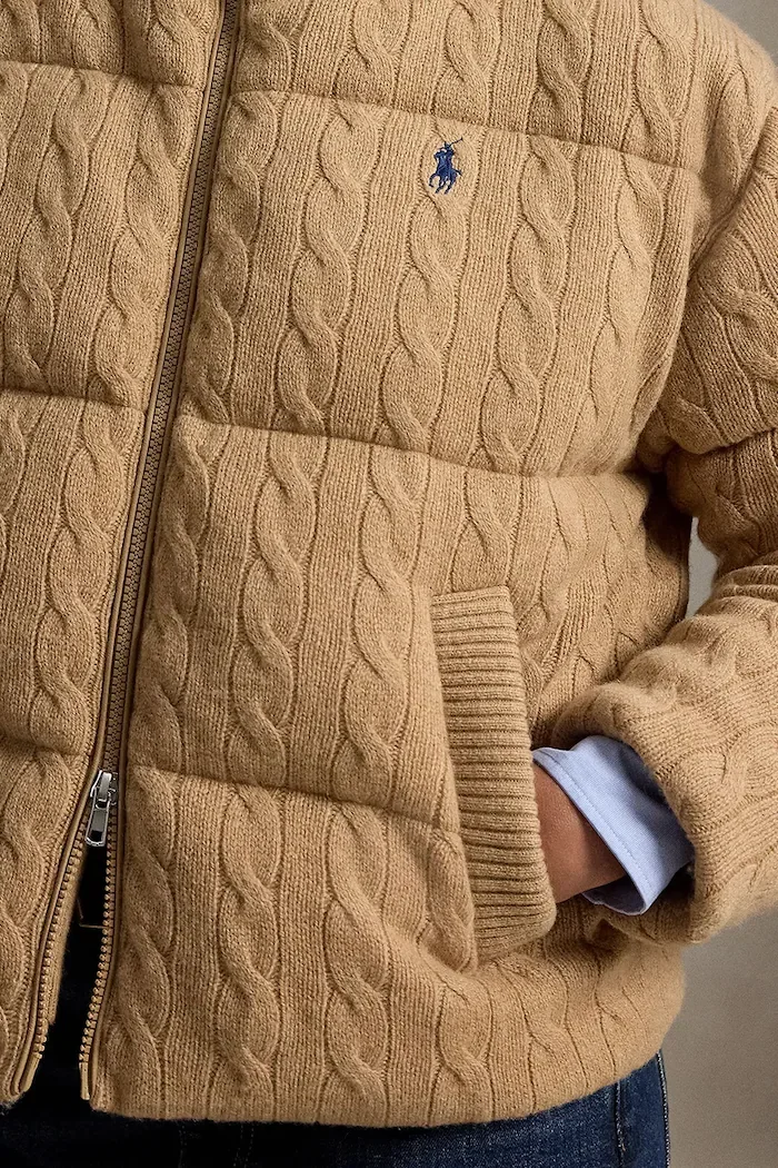 Polo Ralph Lauren капитонирано яке дамско с вълна кафяво 211A10457