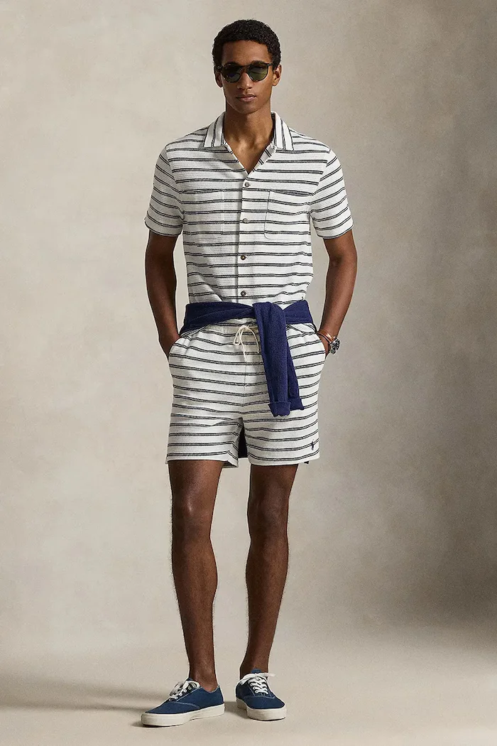 Polo Ralph Lauren къс панталон мъжки памучен бежов със стандартна талия 710B14506