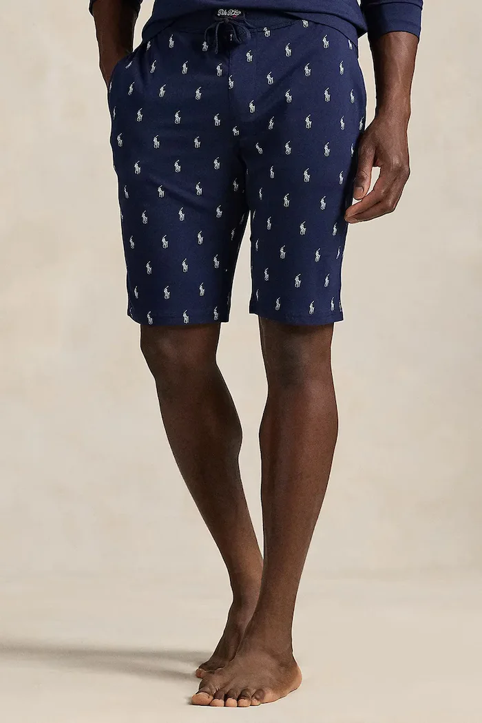 Polo Ralph Lauren Късо долнище на пижама мъжко в тъмносиньо с десен 714844765001