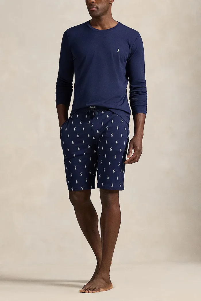 Polo Ralph Lauren Късо долнище на пижама мъжко в тъмносиньо с десен 714844765001