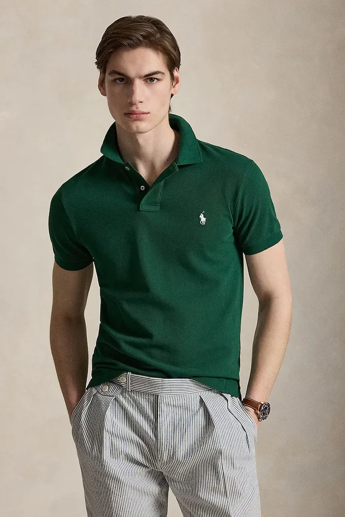 Polo Ralph Lauren мъжка тениска с яка от памук зелена 710536856