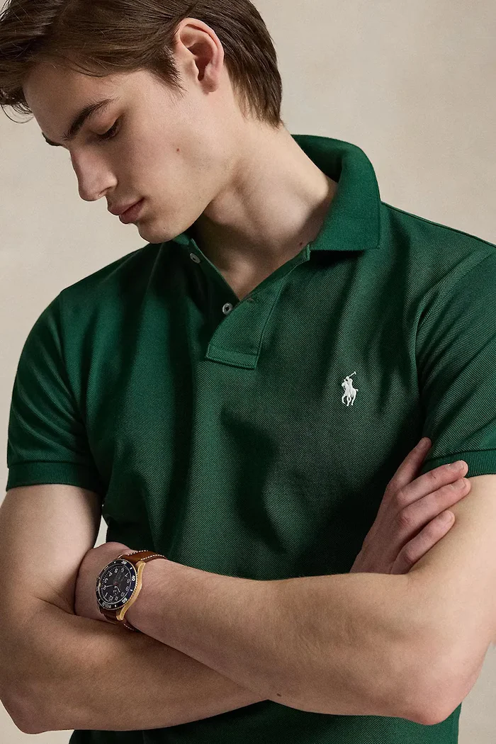 Polo Ralph Lauren мъжка тениска с яка от памук зелена 710536856