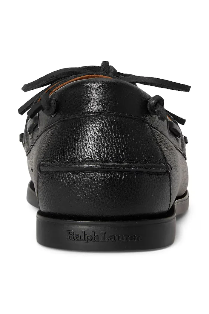 Polo Ralph Lauren мокасини мъжки от кожа Merton Boat черни с равна подметка 803P07643001
