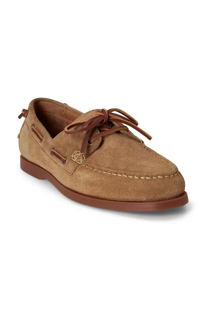 Polo Ralph Lauren мокасини мъжки от велур Merton Boat кафяви 803P07645001