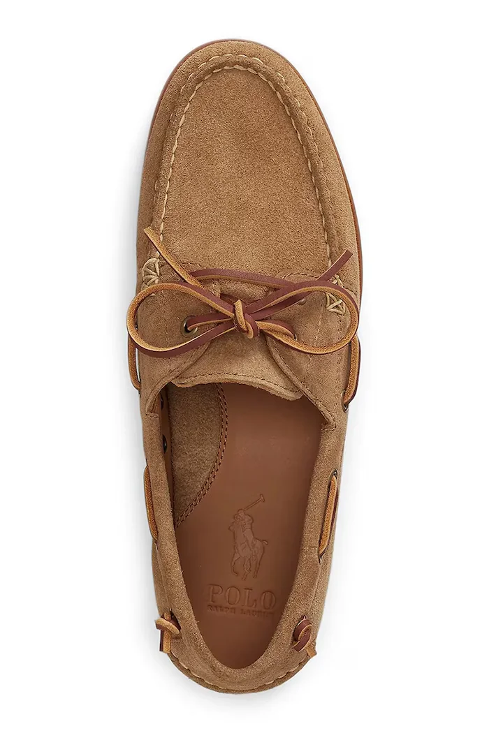 Polo Ralph Lauren мокасини мъжки от велур Merton Boat кафяви 803P07645001
