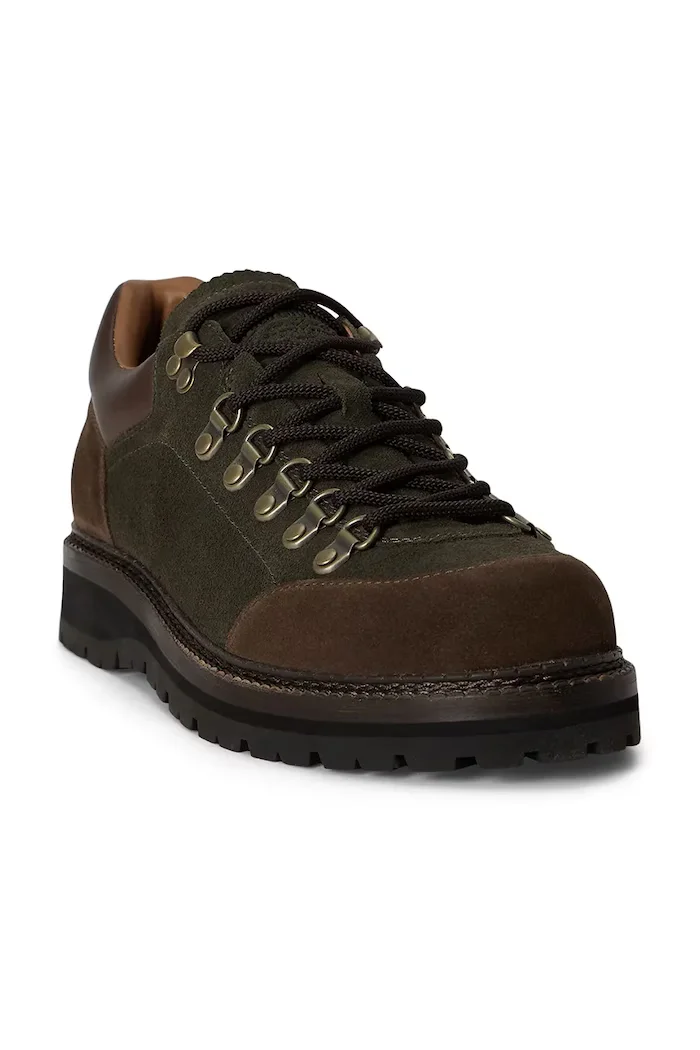 Polo Ralph Lauren обувки мъжки от кожа Polo Alp Low зелени 812P15877001