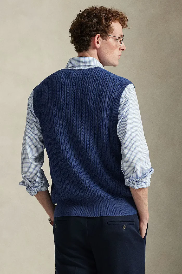 Polo Ralph Lauren Памучен елек мъжки в тъмносиньо 710B13895