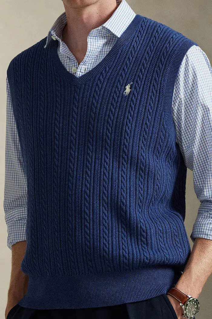 Polo Ralph Lauren Памучен елек мъжки в тъмносиньо 710B13895
