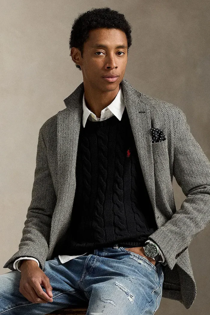 Polo Ralph Lauren Памучен пуловер мъжки в черно от топла материя 710775885012