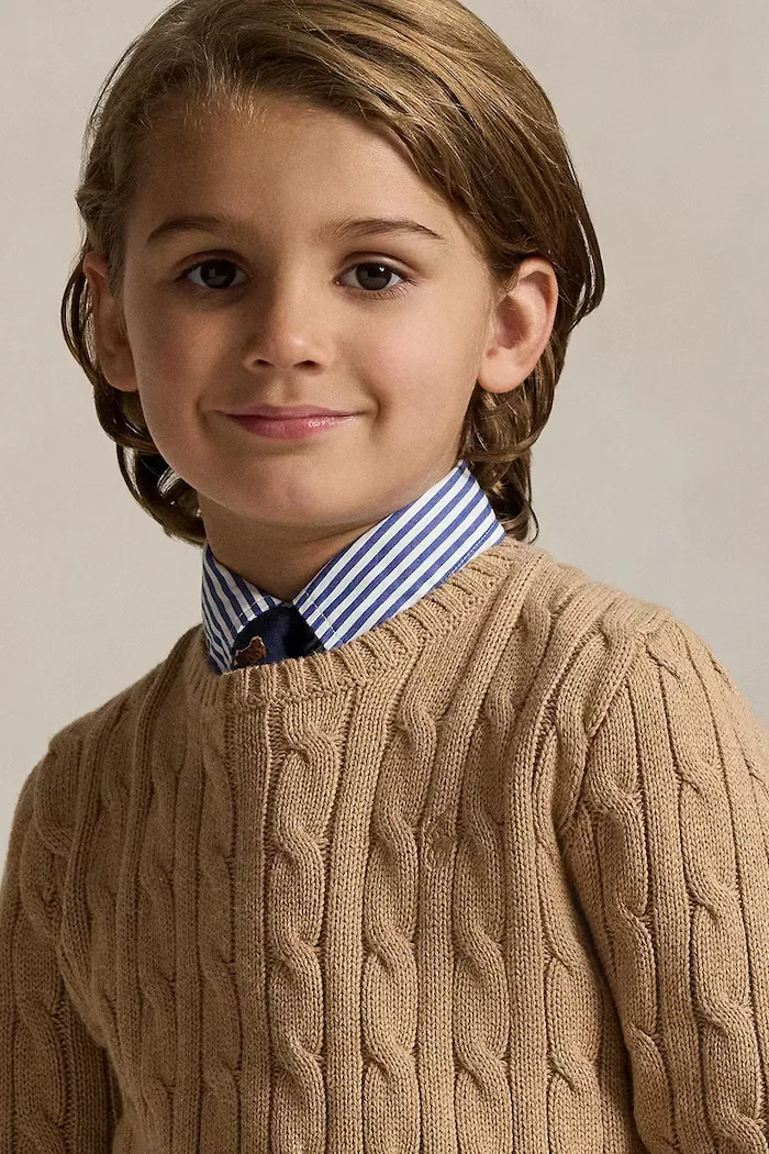 Polo Ralph Lauren Памучен пуловер в кафяво 322702674082