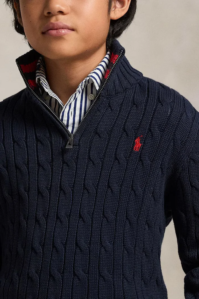 Polo Ralph Lauren Памучен пуловер в тъмносиньо 323868894017