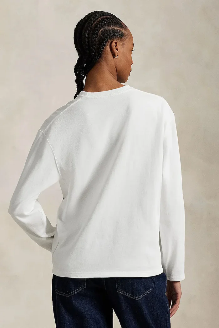 Polo Ralph Lauren Памучна блуза с дълги ръкави в бяло 211967105