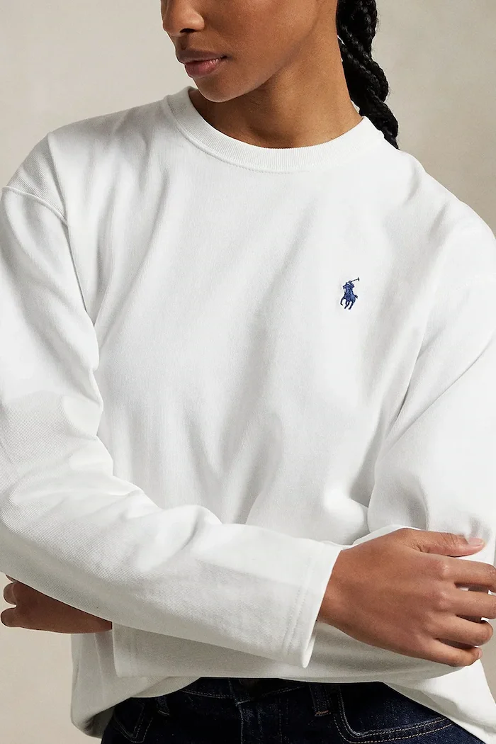 Polo Ralph Lauren Памучна блуза с дълги ръкави в бяло 211967105