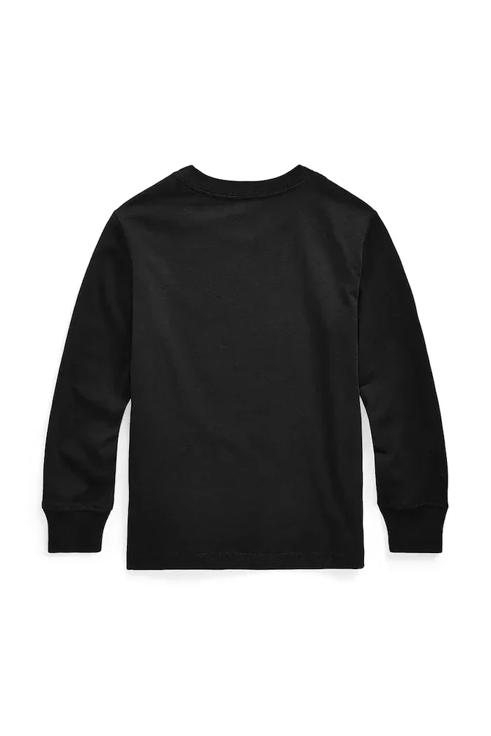 Polo Ralph Lauren Памучна блуза с дълги ръкави в черно с изчистен дизайн 322843804001