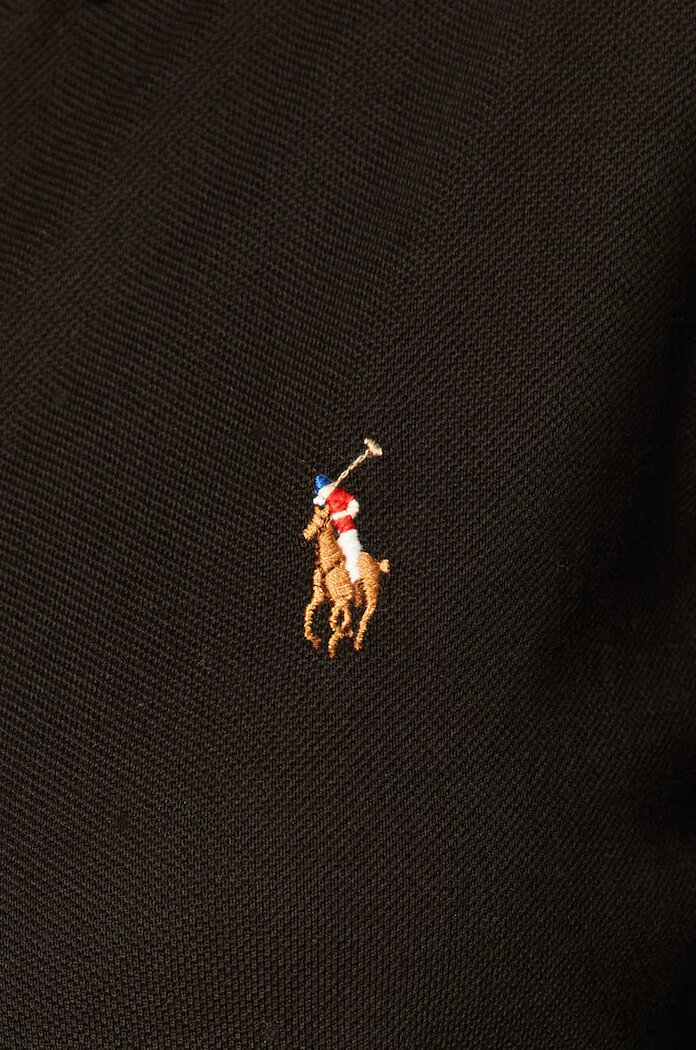 Polo Ralph Lauren Памучна риза дамска в черно със стандартна кройка с класическа яка 211664427010