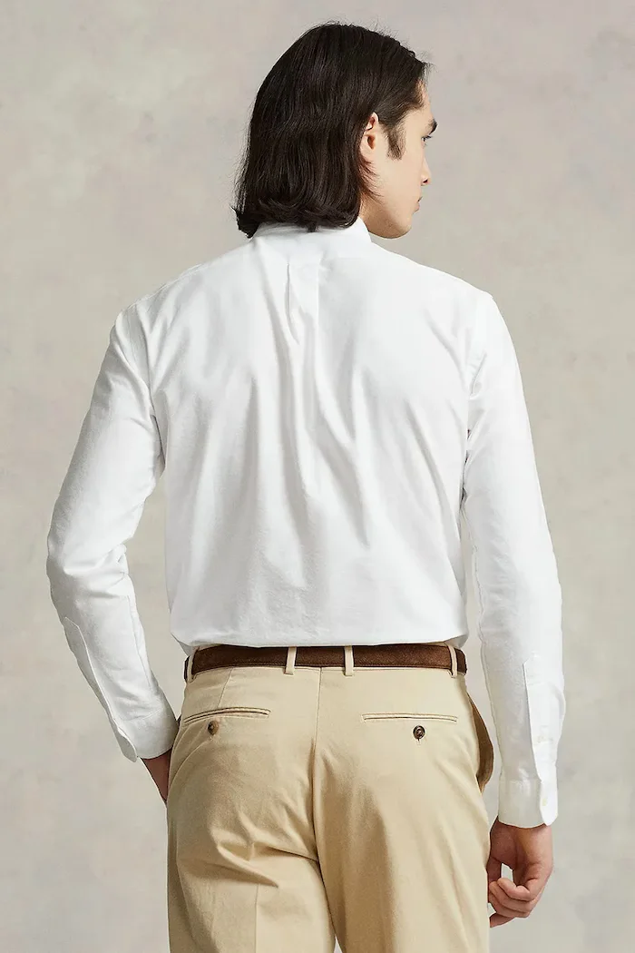 Polo Ralph Lauren Памучна риза мъжка в бяло със стандартна кройка с яка с копче 710792041