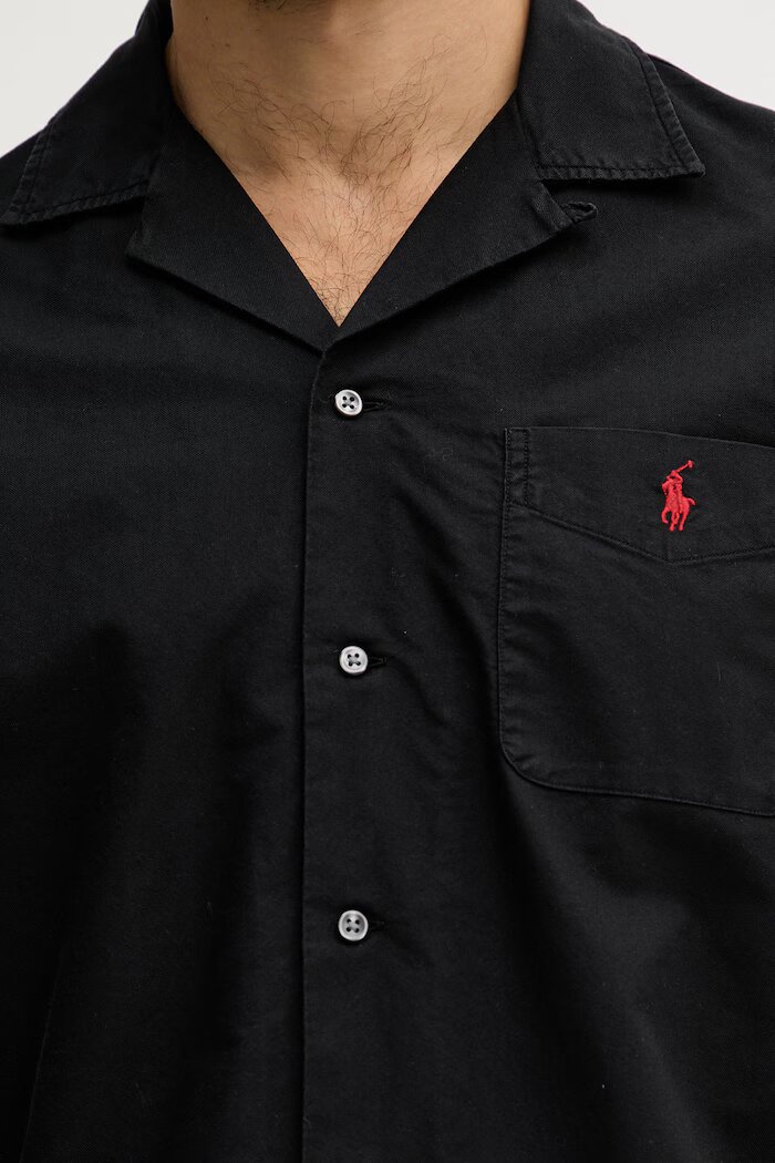 Polo Ralph Lauren Памучна риза в черно със свободна кройка 710980423