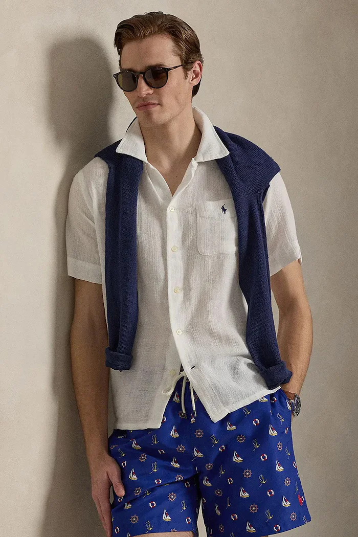Polo Ralph Lauren Памучна риза в сиво със свободна кройка 710B14259