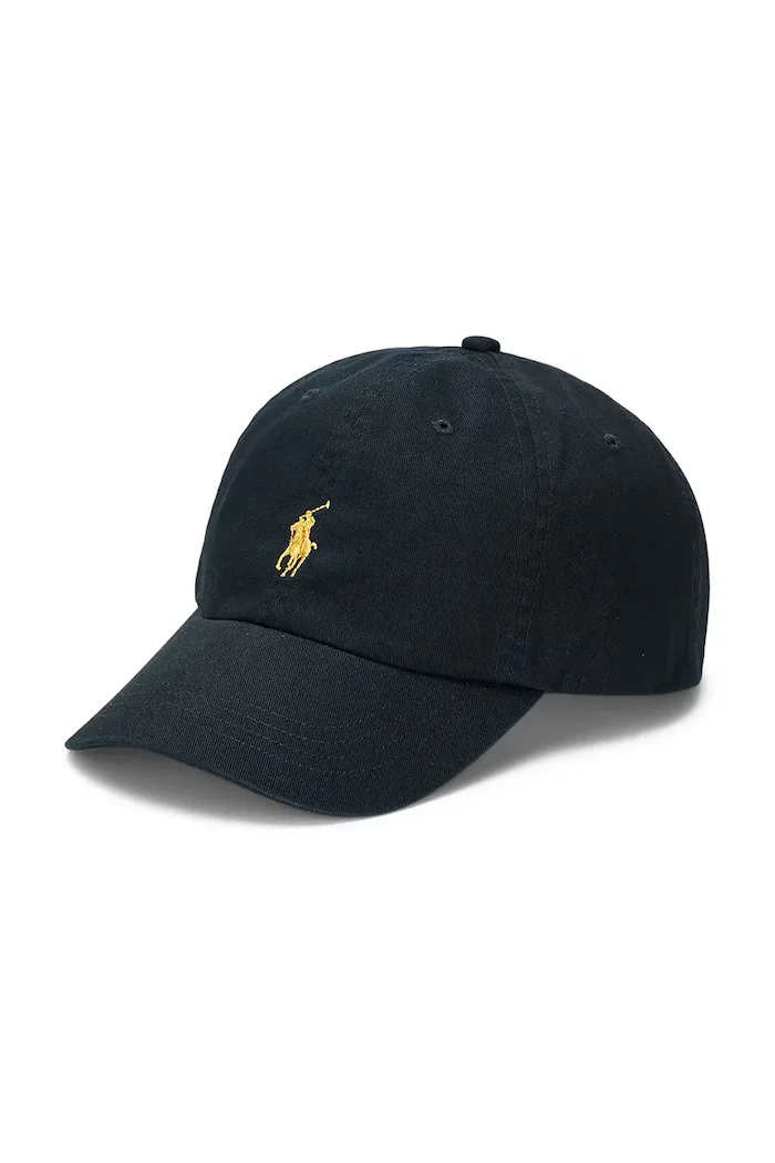 Polo Ralph Lauren Памучна шапка с козирка в черно с изчистен дизайн 710903105