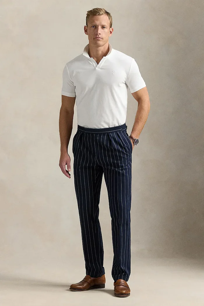 Polo Ralph Lauren Памучна тениска с яка в тъмносиньо с изчистен дизайн 710968951