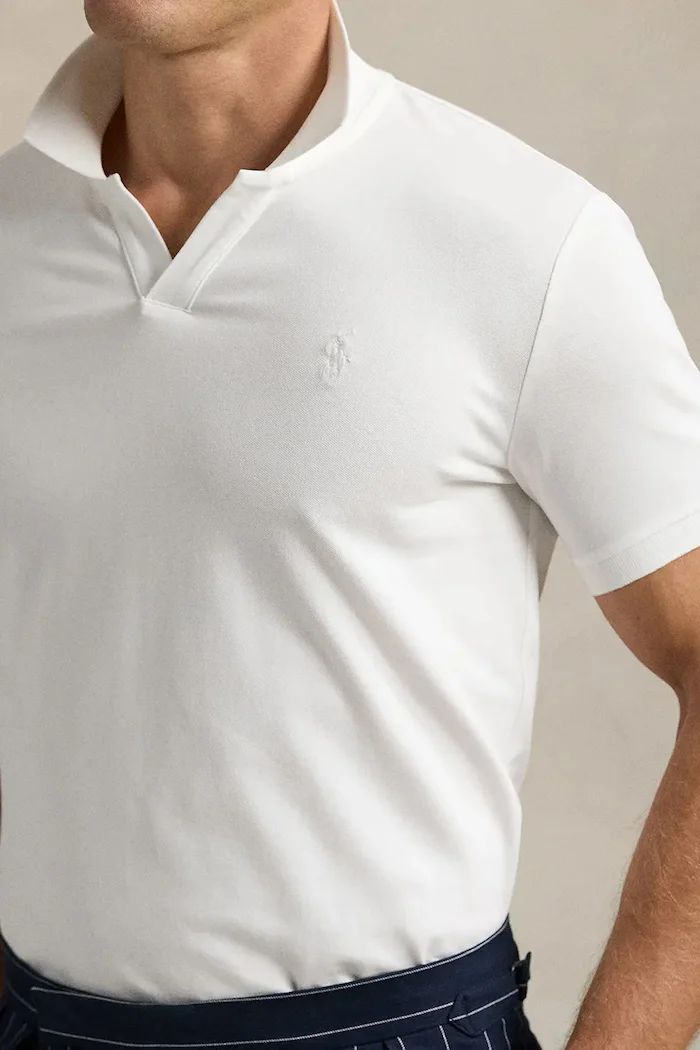 Polo Ralph Lauren Памучна тениска с яка в тъмносиньо с изчистен дизайн 710968951