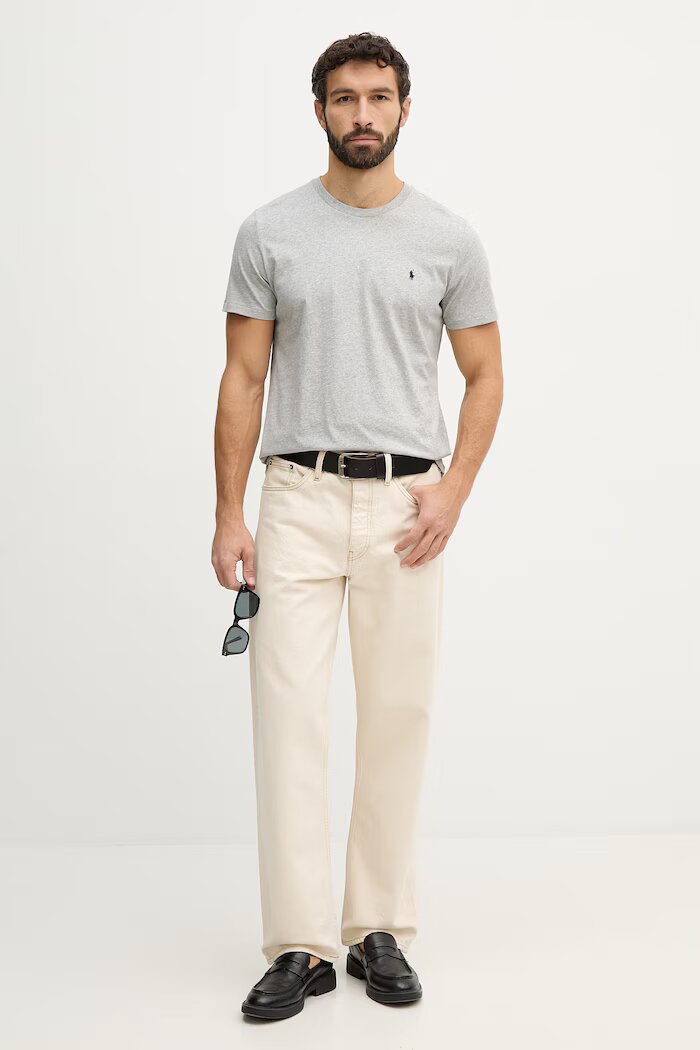 Polo Ralph Lauren Памучна тениска в сиво с изчистен дизайн 714844756
