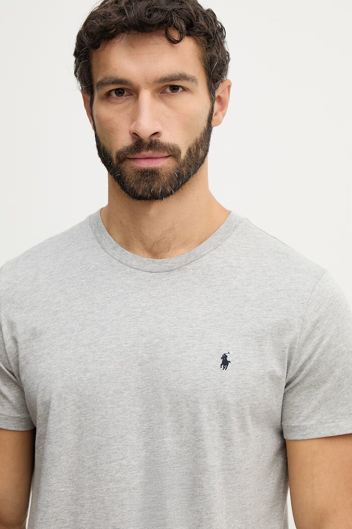Polo Ralph Lauren Памучна тениска в сиво с изчистен дизайн 714844756