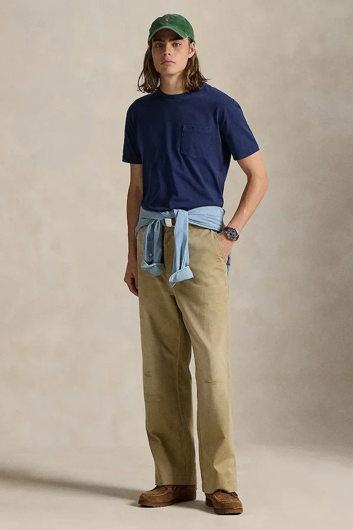 Polo Ralph Lauren Памучна тениска в тъмносиньо с изчистен дизайн 710977904