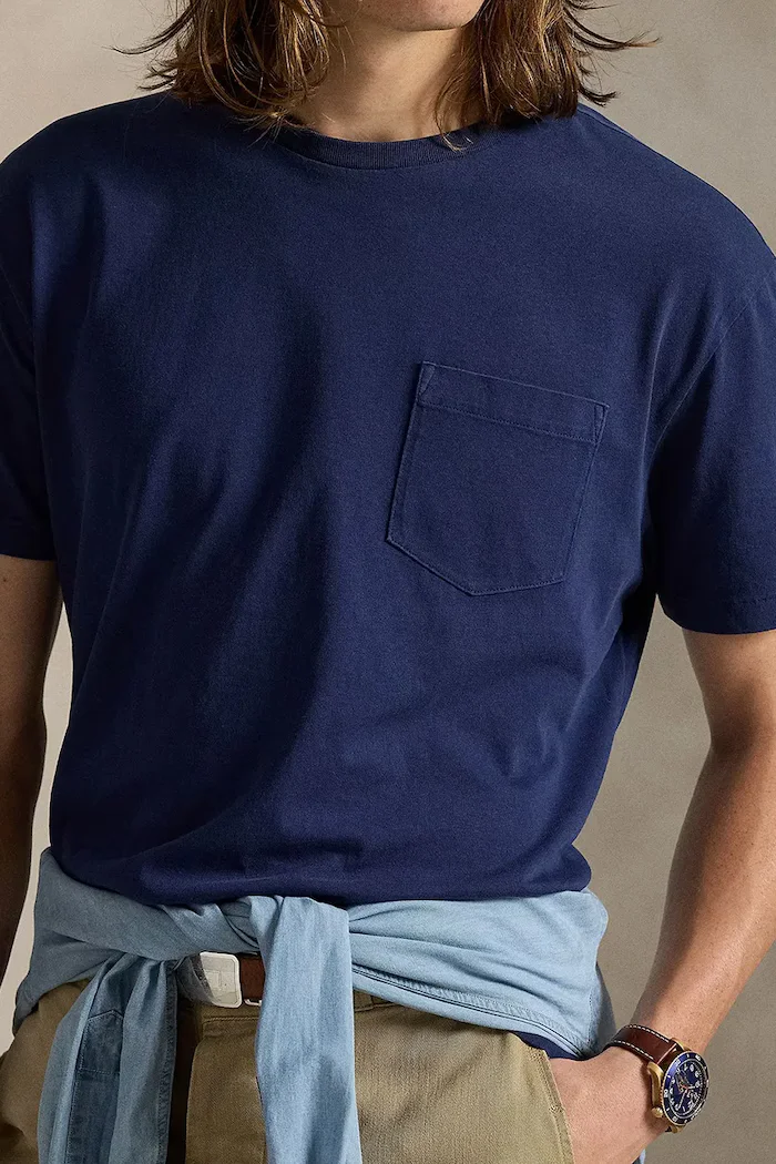 Polo Ralph Lauren Памучна тениска в тъмносиньо с изчистен дизайн 710977904