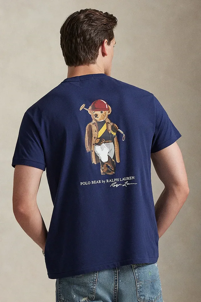 Polo Ralph Lauren Памучна тениска в тъмносиньо с принт 710B16610